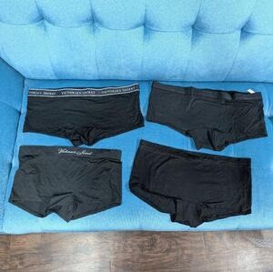 Victoria's Secret NWT Shorty Shortie Boy Short Black panty- Set Lot of 4